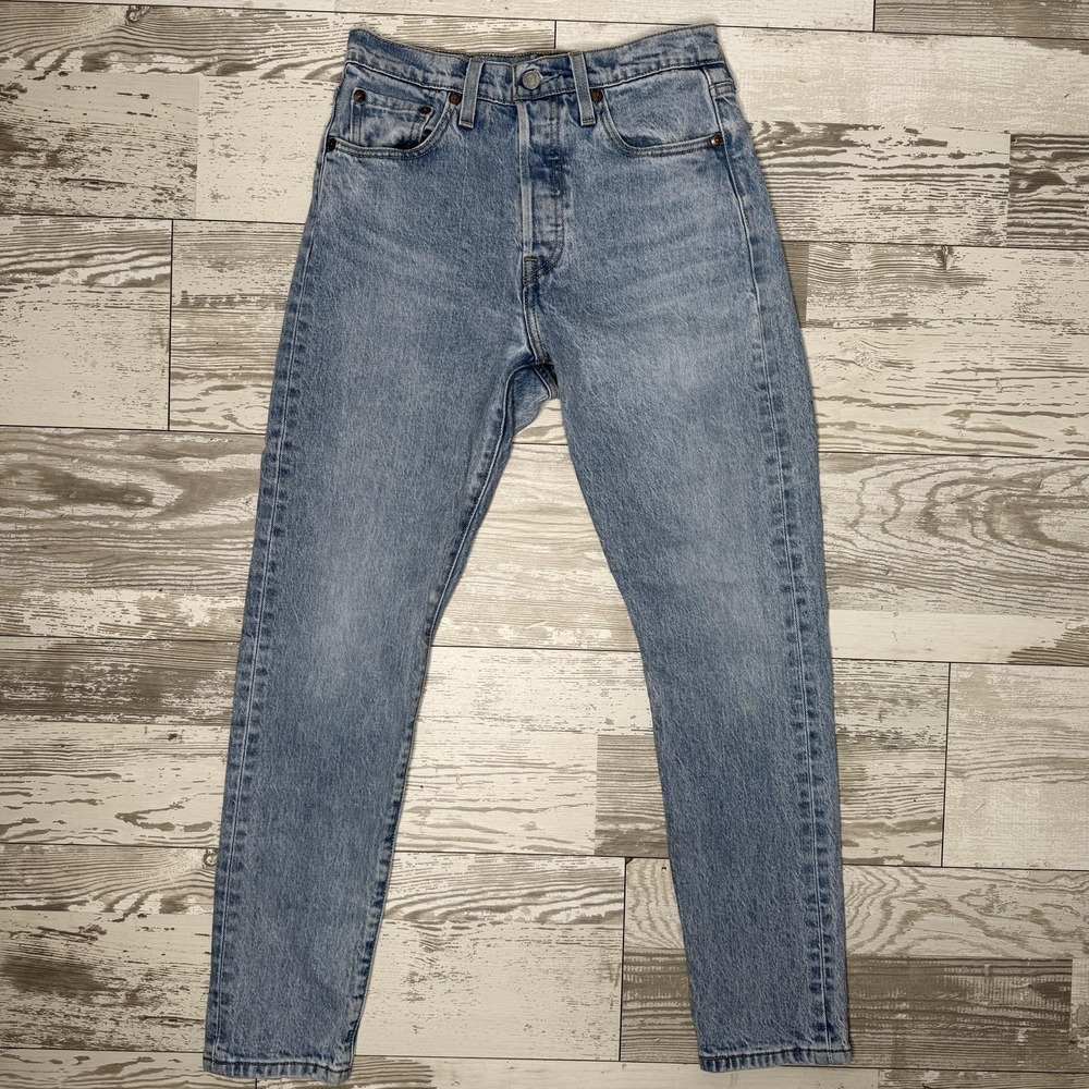 Levis 501 Skinny Jeans Womens W25 L28 Blue Light Wash High Rise Button Fly Denim